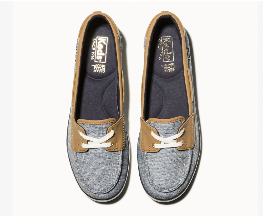 Slip Ons Keds Mujer Azul Marino - Charter Airy Chambray - 4163-GMBFO